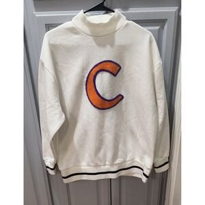 Gameday Couture Womens White Mock Neck Sweatshirt Chenille C Patch Size S